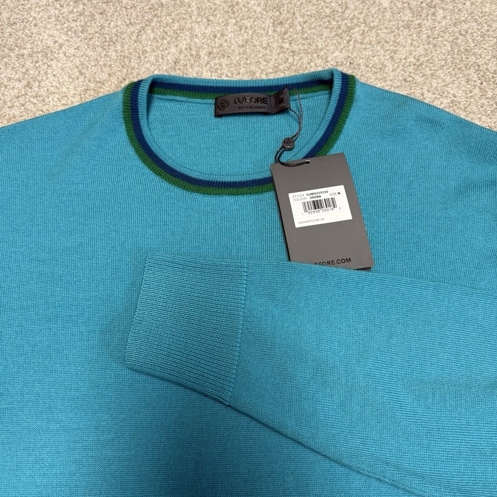 G/Fore Golf Crewneck Pullover Sweater Teal Green Wool Mens Size Medium‎ $225 NWT